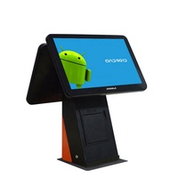 ZHONGJI Caisse enregistreuse tout-en-un à écran tactile de 15,6 pouces, système POS à double écran basé sur Android, Bluetooth 5.2, Wi-Fi 6 pour restaurant