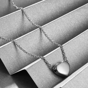 Collier double couche en forme de cœur avec pendentif diamant en acier inoxydable pour femme, bijou cadeau - Product Image 2