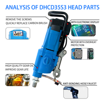 HILYIN DHCD35S3 Perceuse à noyau diamanté à trois vitesses 350/250/80 mm avec affichage électronique pour le perçage du béton