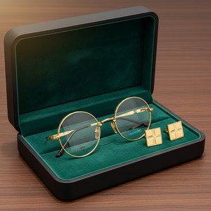 スーパーオーヴォ 18K純金デザイン オプティカルフレーム アイウェアフレーム メガネ チタン 在庫あり チタン製オプティカルフレーム - Product Image 1