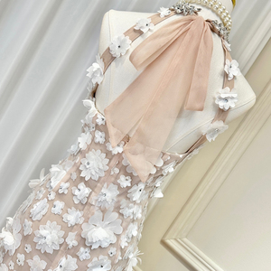 <span class=keywords><strong>Abiti</strong></span> floreali impiombati personalizzati per le donne Halter senza maniche tunica Patchwork diamanti elegante abito cerimoniale - Product Image 6