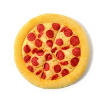 Jouet en peluche pour animaux de compagnie en forme de pizza en gros - Remplissage en coton PP doux, buzzer intégré, jouet à mâcher interactif 3D sûr, papier crépitant