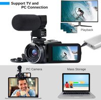 Caméscope numérique professionnel Sonida Mini HD 2.7K 36MP avec zoom numérique 16X, capteur CMOS, Wi-Fi et vision nocturne