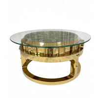 Luxuriöser Goldener Uhren-Couchtisch Moderner Designer Chronograph-Zifferblatt Gehärtetes Glas Beistelltisch für Villen und Luxuswohnungen Projekte