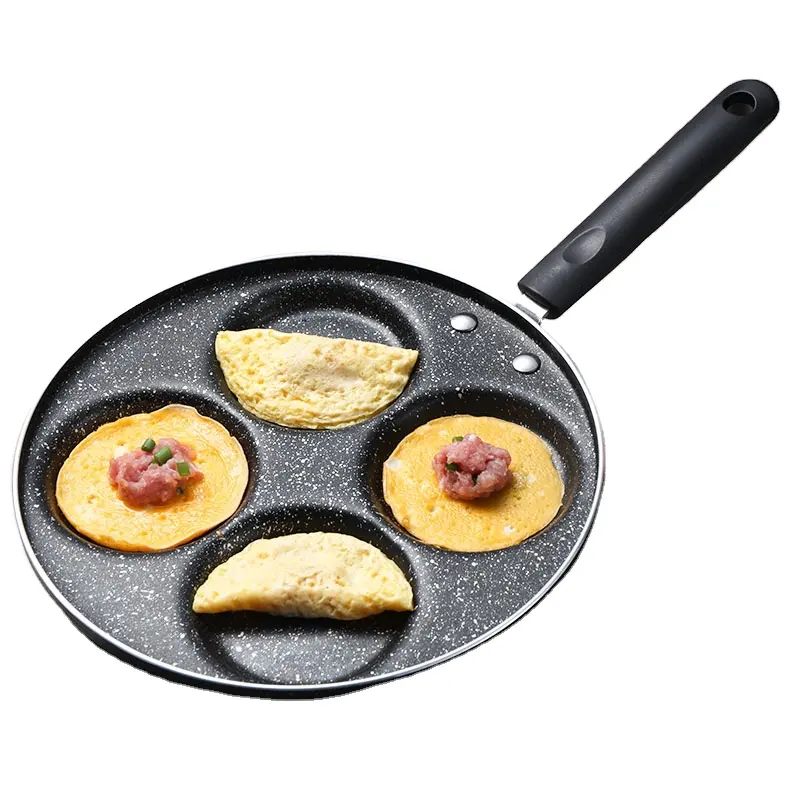 Металлическая антипригарная сковорода для завтрака с 4 отверстиями для Омлетов для блинов и плоская сковорода