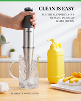 Mixeur Plongeant Portable 3-en-1 1100 Watts 5 Vitesses Polyvalent avec Fouet, Bol Mélangeur et Hachoir Alimentaire