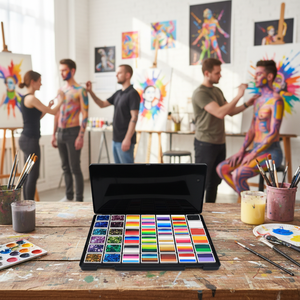 Peinture pour le visage et le corps à base d'eau, 42 couleurs arc-en-ciel, avec <span class=keywords><strong>kit</strong></span> de 12 gels pailletés pour Halloween, cosplay, fête, <span class=keywords><strong>maquillage</strong></span> de scène - Product Image 5