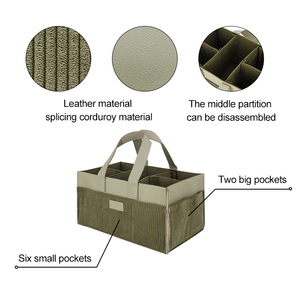 Borsa per pannolini in pelle e velluto a coste elegante e resistente per pannolini per bambini con tasche Multiple per mamme - Product Image 5