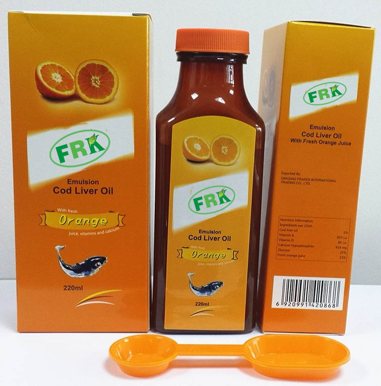 Высокое качество OEM масляная эмульсия печени трески с апельсиновым соком
