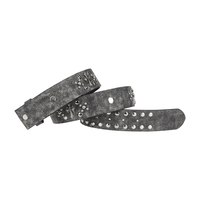 Ceinture en cuir PU gris vieilli à rivets tête de mort gothique pour grossistes, commande en gros