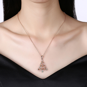 Joyería de borde cruzado <span class=keywords><strong>para</strong></span> <span class=keywords><strong>Navidad</strong></span>, bonito collar de árbol, Wish con diamante - Product Image 6