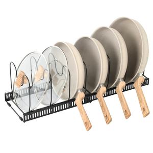 Organisateur de casseroles extensible pour <span class=keywords><strong>placard</strong></span> avec 8/10 compartiments, support pour couvercles de casseroles, organisateur de casseroles réglable, support pour planches à découper - Product Image 1