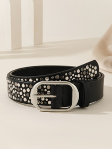 <span class=keywords><strong>Ceinture</strong></span> décorative en jean avec boucle en alliage de style punk européen et américain, métal lourd, clous à pattes sans règles et diamants, succès transfrontalier - Product Image 6