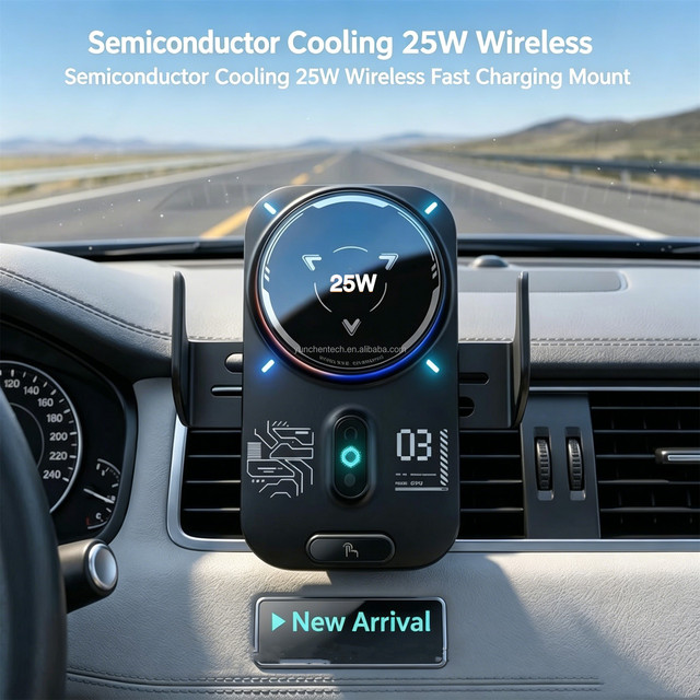 Fast Selling Products Car Accessories Semiconductor Refrigeration Rgb Lamp Magnetic 25W Car Wireless Charger Bracket for Phone