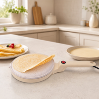 Crêpière Portable Légère à Surface Céramique Flexible, Nettoyage Facile, Thermostat Automatique pour le Petit-Déjeuner en Famille