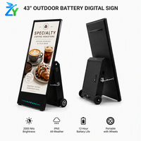 Afficheur numérique LED portable 2000 Nits lisible en plein soleil, autonomie 12 heures, étanche IP65, avec roues, pour ascenseur