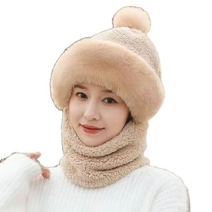 Gorro de esquí de invierno para mujer con pompón, forro polar, protector de cuello cálido, a prueba de viento, cubre todo el rostro, gorro de felpa para adulto - Product Image 5