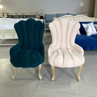 Fauteuil d'appoint de luxe personnalisé ultra confortable avec dossier capitonné style Queen, en velours doux et pieds en bois massif, tabouret de coiffeuse pour chambre à coucher