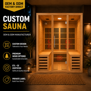 Cabine infrarouge sèche pour 4 personnes avec deux bancs, éclairage LED, bar à oxygène et montage facile - Product Image 1