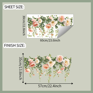 Guirlande florale <span class=keywords><strong>romantique</strong></span> de pivoines, autocollants muraux 3D amovibles, salon, salle de bain, cuisine, autocollants muraux décoratifs - Product Image 4