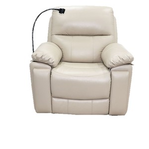 Sofá reclinable eléctrico de color blanco roto, asiento individual, función de masaje, inclinación sin rieles - Product Image 1
