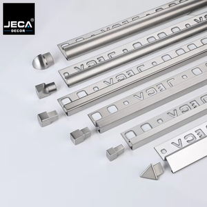 Profilo per Piastrelle in Acciaio Inox <span class=keywords><strong>con</strong></span> Tappi Terminali, Profilo Decorativo Bullnose Quadrato per Bordi Piastrelle, Striscia di Transizione Decorativa per Pareti e Pavimenti - Product Image 1