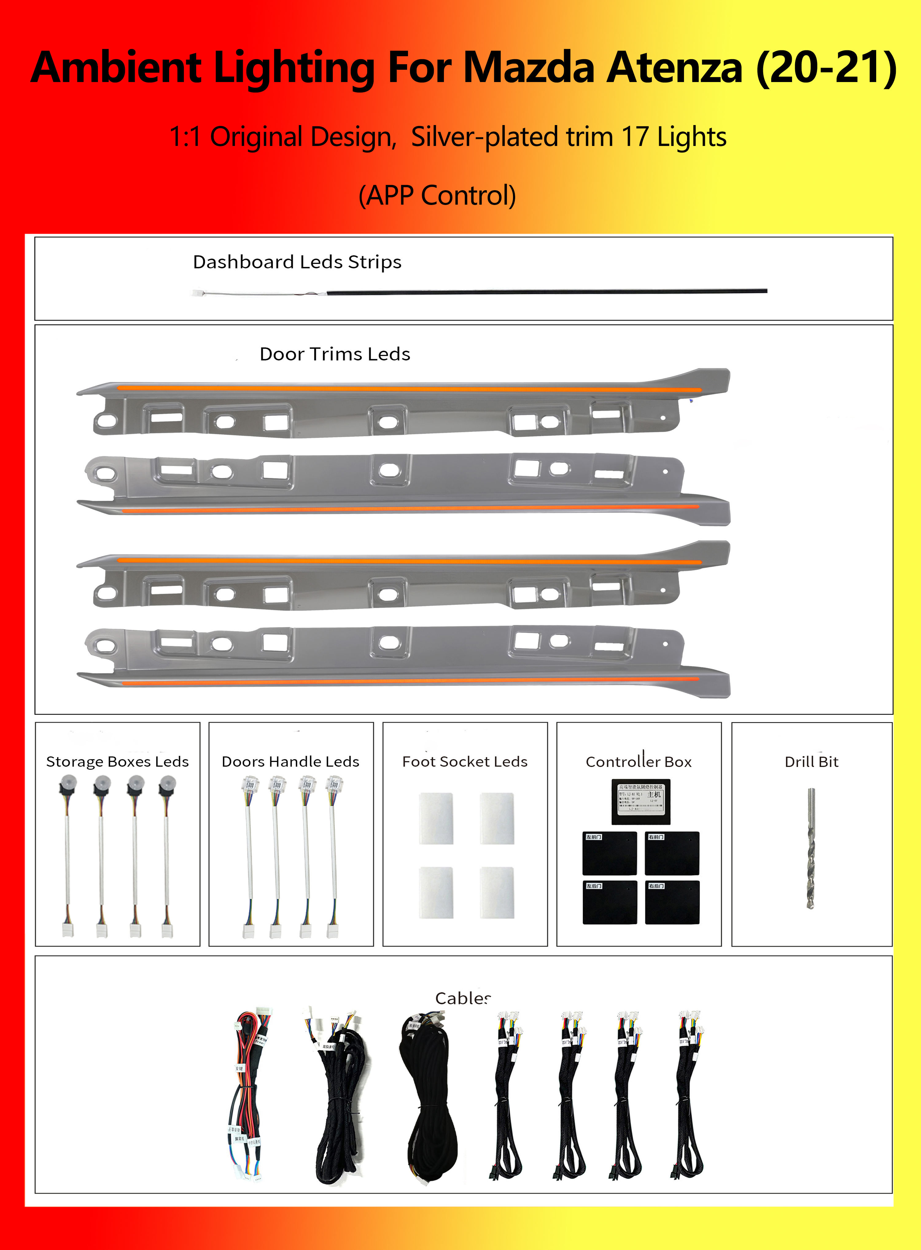 มาสด้า อเทนซ่า ชุดตกแต่งสีเงิน พร้อมไฟ RGB 17 ดวง