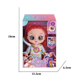 18 cm große, mollige Kinder-Minipuppe mit 5D-Augen, K-Hunter-Mädchengruppe mit Waffen, blaue Tiger-Spielzeugfigur - Product Image 1