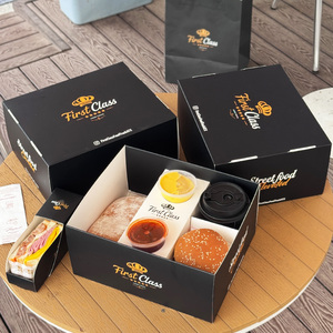Scatola per Imballaggio Alimentare Personalizzata, Ecologica, Biodegradabile, Monouso, con Rivestimento UV, in Cartone Bianco per <span class=keywords><strong>Snack</strong></span>, Tacos e Hamburger da Asporto - Product Image 1