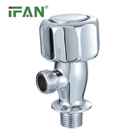 IFAN Superventas Grifo de Ángulo Moderno para Cocina y Baño, Válvula de Corte de Agua de 1/2 Pulgada, 2 Vías, Manija Plateada, Latón, Fácil Instalación