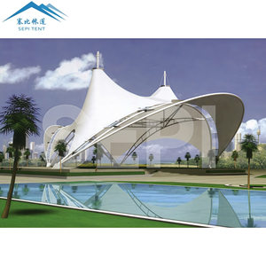 Nhà máy tùy chỉnh pvdf VảI Hồ bơi mái che Tán lều không thấm nước UV bảo vệ ngoài trời độ bền kéo cấu trúc màng lều - Product Image 4