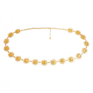 Chaîne de taille en acier inoxydable pour femme avec pendentif fleur et perles, couleur or 18 carats, chaîne de corps de plage YL00001 - Product Image 4