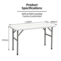 Table pliante légère et imperméable en plastique HDPE portable pour le camping en plein air, les pique-niques, le jardin, la terrasse, la pelouse, la salle à manger