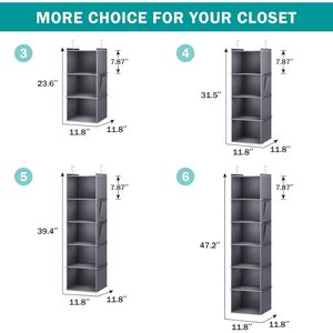 Hanging Closet Organizer 3 <b>Shelf</b> Grey Non Woven Fabric Storage <b>Shelves</b> For Bedroom Neatening With <b>Hook</b> Type Installation - Product Image 3