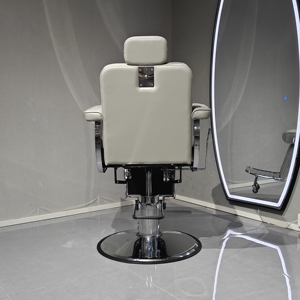 Sillón de Barbería Moderno Gris <span class=keywords><strong>para</strong></span> Salón de Belleza, <span class=keywords><strong>Reclinable</strong></span>, con Bomba de Alta Resistencia - Product Image 3