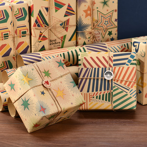 Ý Tưởng Cổ Điển Giấy Gói Hộp Quà Tặng Giấy Tờ Gói Trước Cắt Tùy Chỉnh In Ấn Sao Giấy Gói Cuộn - Product Image 4