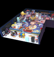 Parc d'attractions intérieur coloré pour enfants avec aire de jeux souple, structures d'escalade, piscine à balles et grand toboggan