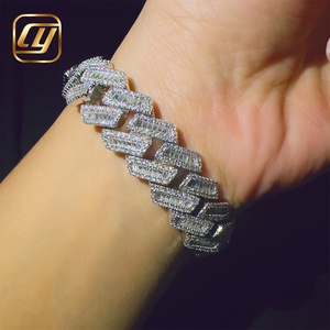 15mm Luxury 925 Sterling Silver VVS Moissanite Diamond <b>Iced</b> <b>Out</b> Cuban Link <b>Chain</b> Hip Hop Jewelry Bracelet Cuban Link Bracelet - Product Image 1