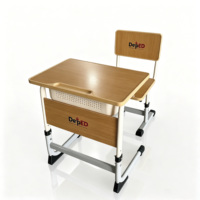 Ensemble table et chaise d'étudiant moderne en bois réglable en hauteur, écologique, pour l'école, la maison ou le bureau, avec rangement, confortable