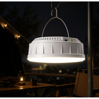 Lampe de camping LED solaire rechargeable V158, étanche, portable, avec bouton poussoir, double interrupteur, lanterne de tente, lampe suspendue pour l'extérieur