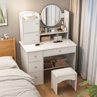 Coiffeuse personnalisée de luxe blanche et grise avec éclairage LED et miroir pour le salon