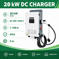 Borne de Recharge Publique 20kW CCS2 à Pistolet Unique OCPP 1.6J Écran Tactile IP54 pour Hôtels et Appartements avec Compteur d'Énergie, Facturation à Distance 4G et NFC