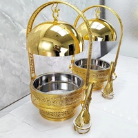 Ensemble de réchauds suspendus 8L pour buffet, design doré de luxe, support floral pour maintien au chaud des aliments, idéal pour les mariages haut de gamme et la restauration événementielle