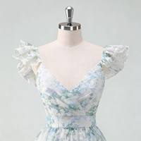 Robe d'été à imprimé floral pour femmes - Style plissé sans manches coupe trapèze, tenue décontractée fluide pour invitées de mariage