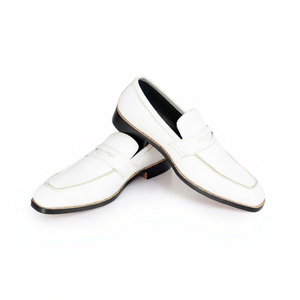 Mocassins d'affaires pour hommes en cuir véritable pur, respirants, toutes saisons, à enfiler, couleur blanche - Product Image 1
