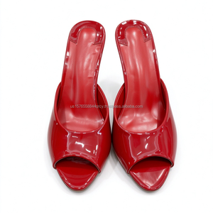 Élégantes sandales mules d'été à talon fin et bout ouvert, à semelle rouge, à talon haut, à bride unique, chaussures habillées tendance pour femmes - Product Image 4