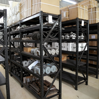 Scaffale Industriale in Metallo a 4 Ripiani con Telaio Rinforzato, Finitura Nera, Installazione Senza Bulloni, Organizzazione Magazzino