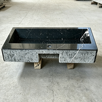 Vasque rectangulaire intégrée en marbre Nero Marquina élégant avec veines blanches pour projet de comptoir de salle de bain - Vente en gros
