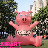 Ballon gonflable de cochon assis, mascotte de cochon rose gonflable de mascotte de dessin animé