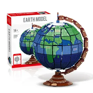 مكعبات بناء بلاستيكية للأطفال من 2494 قطعة مقلوبة على شكل كرة الأرض سلسلة إبداعية لتجميع ألعاب تعليمية للأطفال